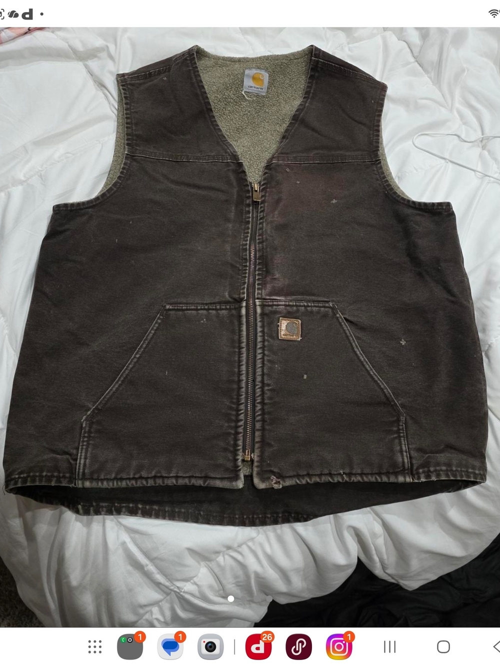 Carhartt Kids Dark Brown Sherpa-Lined Utility Vest